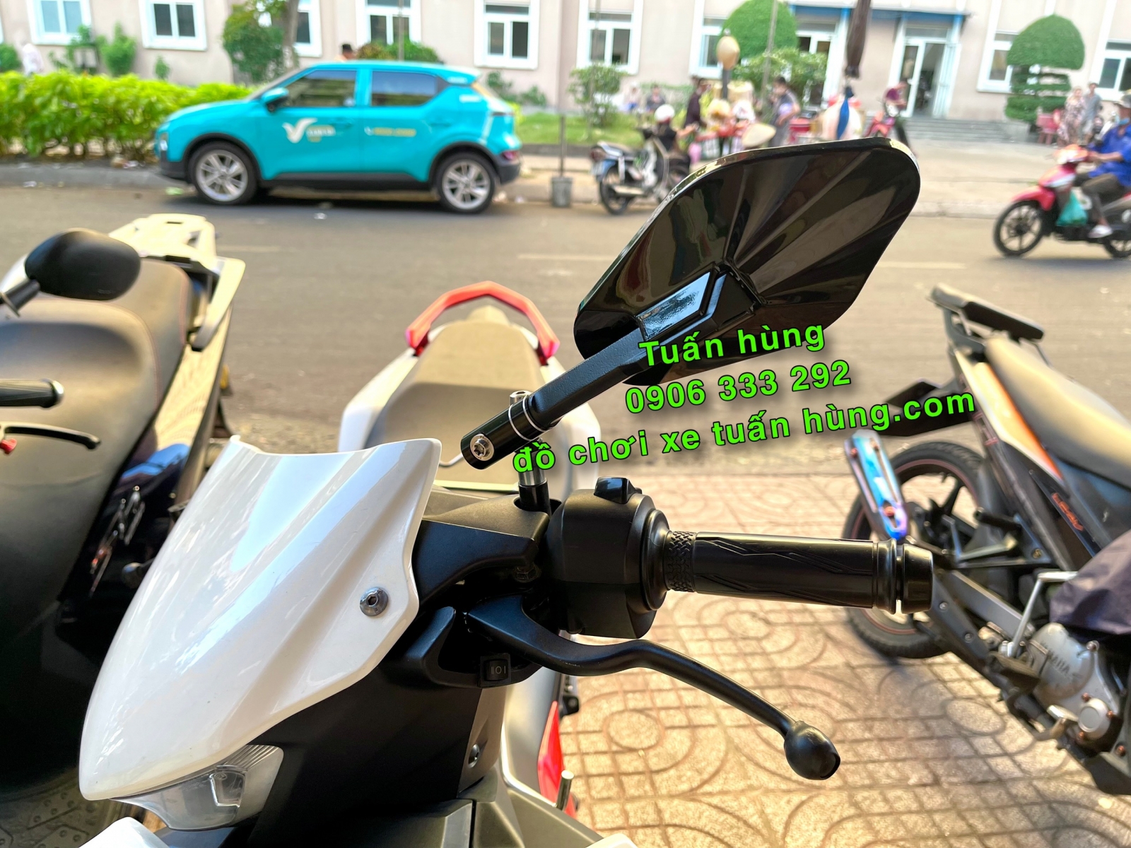 Kính chiếu hậu Gập Xoay 360 độ MF5, kính xoay xe máy rizoma, gương xoay elip rizoma